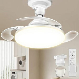 【隱れ羽根設計】TENKOO&YOUシーリングファンライトledファン付き照明シーリングファンE26扇風機34W5000lm【壁スイッチメモリー機能追加】ファンライト天井ライト照明器具省エネ無階段調光…