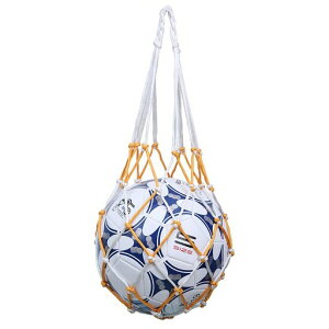 収納サッカー/バレーボール/バスケットボール用簡易ボールバッグ網袋持ち運び保管用(黄白)