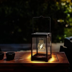 GWSOLARレトロな雰囲気を演出する【LEDフィラメント電球式ソーラーランタン】和風のアンティーク調な光り、暖色LED電球SmartLighting季節によって点灯を自動制御、夜自動点灯