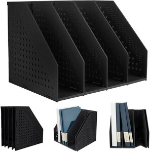 deliファイルボックス本立て文具収納事務用品卓上棚オフィス卓上書類収納折りたたみ式黒