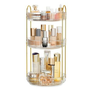 コスメ収納360回転式透明化粧品収納ボックス小物入れ大容量化粧台洗面所収納ボックス整理簡単多機能化粧品収納(透明3層)