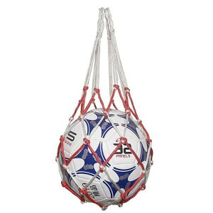 収納サッカー/バレーボール/バスケットボール用簡易ボールバッグ網袋持ち運び保管用(赤白)