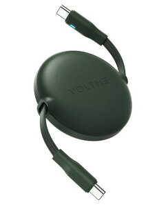 USBTypeCケーブルVOLTME巻取り式USB-CtoUSB-C100W5APD3.0急速充電タイプcケーブル両引きタイプデータ転送480Mbps絡まない軽量コンパクトLEDライト付きiPhone