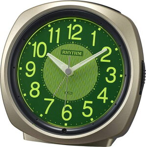 リズム(RHYTHM)目覚まし時計電子音アラーム連続秒針暗所自動点灯ライトゴールド13x12.8x7.3cm8RE673SR18