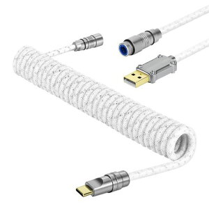 ATTACK SHARK C05 �L�[�{�[�h�R�C���P�[�u�� USB�P�[�u�� �f�[�^���C�� Type-C �X�p�C�����R�C�� �����]�� ���E���X�v�����O���C���[ 4���������ߍ��݃R�l�N�^�[ �A�b�v�O���[�h���^�R�l�N�^�[ �c