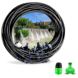 EMSgo噴霧ノズル灌漑システム自動散水セット20M散水ホース庭噴霧ノズルスプレーガーデン芝生水やりミストシャワー屋外園芸散水器ガーデニング自動散水用具散水用家庭園芸植物点滴灌漑…