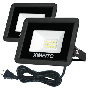 XIMEITOLED投光器10w昼光色1200LM6500K1.8コードIP66防水120°広角100V対応ワークライト工事用ledライト作業灯看板灯外灯駐車場用倉庫照明船舶屋内屋外作業BBQ用100w相当