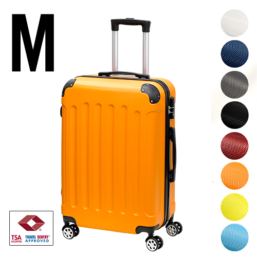 スーツケース Mサイズ 容量56L【送料無料】M キャリーバッグ キャリーケース TSAロック エコノミック 軽量 重さ約3.2kg 静音 ダブルキャスター 8輪 suitcase 約幅40cm×奥行24cm×高さ65cm キャリーバック