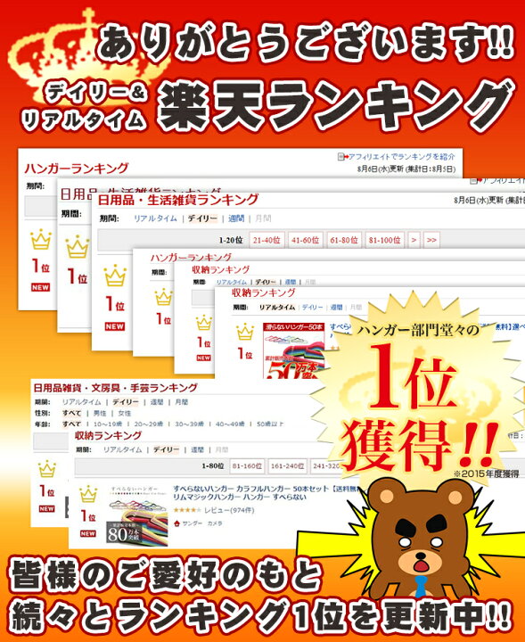 楽天市場】カラフルハンガー100本セット【送料無料】すべらない 