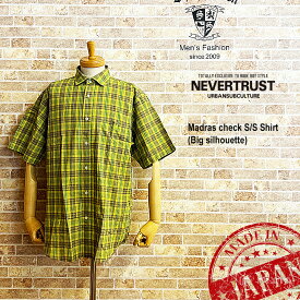 新作 ネバートラスト《半袖シャツ/日本製》マドラスチェック半袖シャツ UKスタイル NEVERTRUST nevertrust NEH-94312 メンズファッション 綿 夏 mods skins punk モッズ スキンズ パンク ブリティッシュ ビッグシルエット リラックスシルエット 楽天