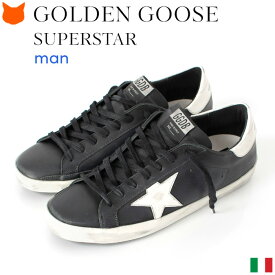 ゴールデングース メンズ スニーカー Golden Goose Superstar スーパースター ブラック レザー おしゃれ 厚底 本革 イタリア製 ブランド ラグジュアリースニーカー 春 夏 秋 ハンドメイド 歩きやすい