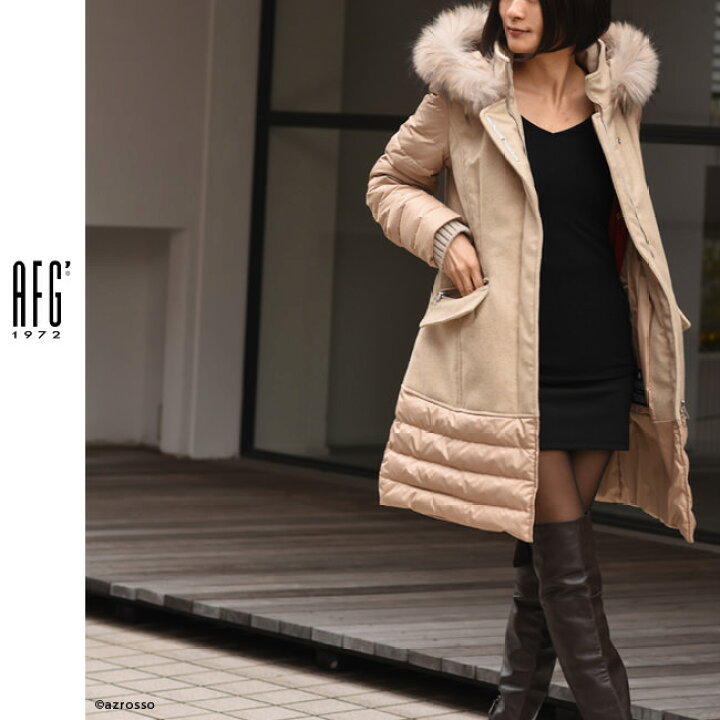 楽天市場 ダウンコート レディース ロング 撥水 冬 イタリア ブランド フォックス ファー フード 暖かい 軽い ロング丈 上質 アウター ダウン おしゃれ かっこいい ロングダウン Aライン 大きいサイズ ブランドセレクト シンフーライフ