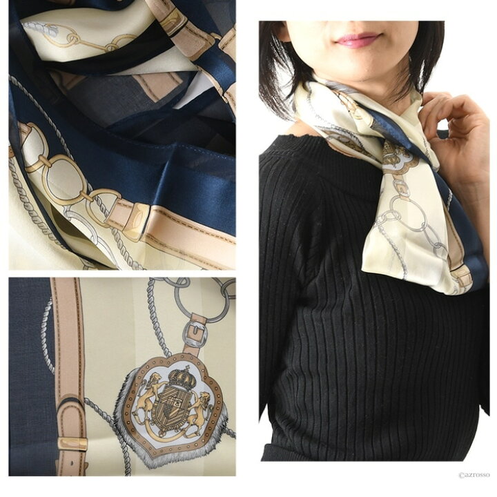 楽天市場】日本製 シルク ネック スカーフ ループ スヌード エルメス  