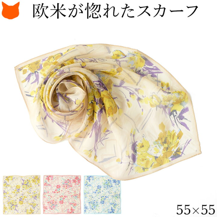 楽天市場】日本製 ミニ スカーフ シルク プチスカーフ 正方形 100  