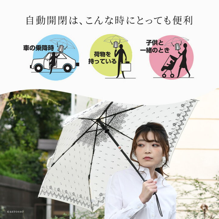 ふるさと納税 日傘 折り畳み傘 晴雨兼用 UVカット ブラック 白 軽量 自動開閉 ワンタッチ