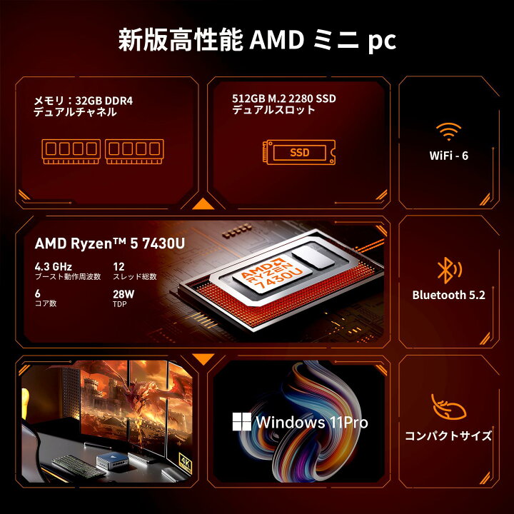 楽天市場】【期間限定12,000円オフ】ゲーミング AMD Ryzen 5 7430U 
