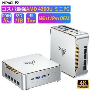 yVizy2025Vo~jPCEN150RXpzNIPOGI mini pc AMD Ryzen 4300U  4C/4T ő3.7GHz Win11 Pro 16GB+256/512GB/1TB SSDiXbg*2 ESSDǉE) ~jp\R USB3.2×6 Typ
