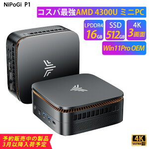 �y�\��̔����zNIPOGI mini pc AMD Ryzen 4300U LPDDR4 ��������� 4C/4T �ő�3.7GHz Win11 Pro 16GB+256/512GB/1TB SSD�i�X���b�g*2 �������ESSD�ǉ�) �~�j�p�\�R�� USB3.2×6 Type-C/HDMI/DP 3��� 4K ����2.4G/5GWi-Fi BT4.2