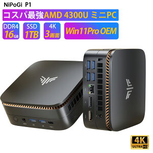 yVizy2025Vo~jPCEN150RXpzNIPOGI mini pc AMD Ryzen 4300U  4C/4T ő3.7GHz Win11 Pro 16GB+256/512GB/1TB SSDiXbg*2 ESSDǉE) ~jp\R USB3.2×6 Typ