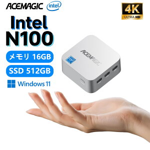 �~�jPC Intel N100 mini pc 4C/4T 16+512GB M.2 PCIe3.0 SSD(Max 2TB) LPDDR5 �ő�3.4GHz Windows11 �~�j�p�\�R�� ��p�t�@������ 3���4K@60Hz�����o�� USB3.1x3 HDMI 2.0x3 RJ45x2 ���^pc WiFi 5+BT4.2 VESA �M�t�g ACEMAGIC �C���e��N100
