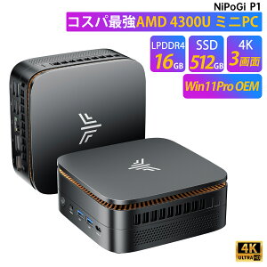 �y�{������15��OFF�zNIPOGI mini pc AMD Ryzen 4300U LPDDR4 ��������� 4C/4T �ő�3.7GHz Win11 Pro 16GB+256/512GB/1TB SSD�i�X���b�g*2 �������ESSD�ǉ�) �~�j�p�\�R�� USB3.2×6 Type-C/HDMI/DP 3��� 4K ����2.4G/5GWi-Fi BT4.2