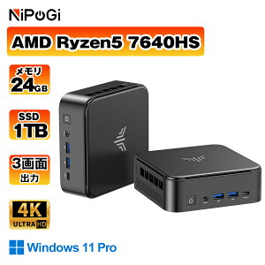 �y���K�i�v��Office�t���zNIPOGI �~�jPC AMD Ryzen 5 7640HS �y24+1TB�z6�R�A12�X���b�h MAX5.0GHz DDR5 Radeon 760M PCIe3.0 M.2 2280 SSD1TB/�ő�2×8TB USB4 Bluetooth5.2 2.5Gbps LAN*2 VESA �É� mini pc Windows11 Pro 4K 3��ʏo�� E3B