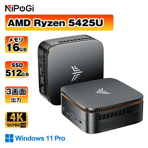 ��15������15%OFF��N150/3500U���R�X�p�ŋ��y�y�V1�ʘA����܁zNIPOGI mini pc AMD Ryzen 5425U ��������� 4C/4T �ő�4.1GHz Win11 Pro 16GB+512GB SSD �~�j�p�\�R�� USB3.2×6 3��� 4K ����2.4G/5GWi-Fi BT4.2