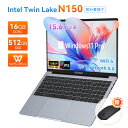 【5日限定対象商品20％OFFクーポン】 Office搭載 ノートパソコン ノートPC Intel Twin Lake N150 メモリ16GB DDR4 512GB SSD 3.6GHz Windows11 PRO 15.6インチ IPS液晶 フルHD WiFi5 BT5.0 USB3.2 TypeC HDMI 冷却ファン 静音 大学生 プレゼント 初心者向け