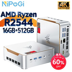 �~�jPC mini pc AMD Ryzen R2544 NIPOGI ��������� 4C/8T �ő�3.7GHz Win11 Pro 16GB+512GB SSD �~�j�p�\�R�� USB3.2×6 Type-C/HDMI/DP 3���4K�o�� ����2.4G/5GWi-Fi BT4.2