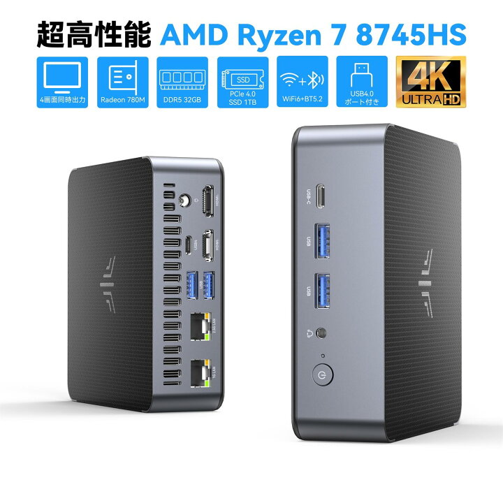楽天市場】NiPoGi ミニpc Ryzen 7 8745HS mini pc 32GB DDR5-5600 1TB 