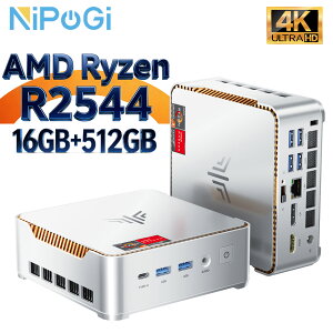 �~�jPC mini pc AMD Ryzen R2544 NIPOGI ��������� 4C/8T �ő�3.7GHz Win11 Pro 16GB+512GB SSD �~�j�p�\�R�� USB3.2×6 Type-C/HDMI/DP 3���4K�o�� ����2.4G/5GWi-Fi BT4.2