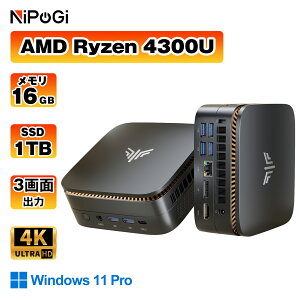 �y���K�i�v��Office�t���zNIPOGI mini pc AMD Ryzen 4300U ��������� 4C/4T �ő�3.7GHz Win11 Pro 16GB+256/512GB/1TB SSD�i�X���b�g*2 �������ESSD�ǉ�) �~�j�p�\�R�� USB3.2×6 Type-C/HDMI/DP 3��� 4K ����2.4G/5GWi-Fi BT4.2