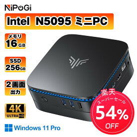 ミニPC Intel N5095 16GB+256GB SSD LPDDR4X （4C/4T）Win11 Pro WiFi5 小型PC SATA対応 高解像度 UHD 4K デスクトップpc メモリ最大 VETESA 省スペース小型pc 超軽量 HDMI 3.0 DP 有線LANポート付き NIPOGI 高速起動 省電力 静音設計 安定動作 ビジネス用