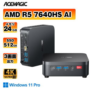 ���}���\������15���I�t+P2�Ҍ����~�jpc AMD Ryzen5 7640HS �ő�5.0GHz 24GB LPDDR5 512GB SSD 6C12T �Q�[�~���O 8TB�܂ő��݉\ �~�jpc mini pc 4K60Hz 3��ʓ����o�� ���^pc�É� ��p�t�@������ ����WiFi 6 Bluetooth5.2