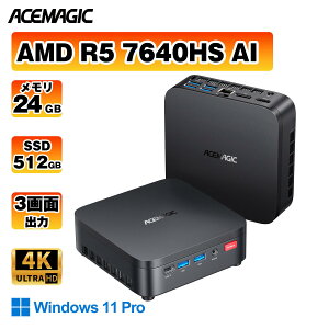 ���ő�10%OFF���~�jpc AMD Ryzen5 7640HS �ő�5.0GHz 24GB LPDDR5 512GB SSD 6C12T �Q�[�~���O 8TB�܂ő��݉\ �~�jpc mini pc 4K60Hz 3��ʓ����o�� ���^pc�É� ��p�t�@������ ����WiFi 6 Bluetooth5.2 USB*6/HDMI/Type-C 2.5Gbps