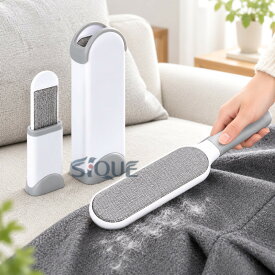 洋服ブラシ ホコリ取り 毛取りクリーナー 無限ブラシ ゴミ取りケース付き 両面使える ペットブラシ 犬の毛 猫の毛 カーペット ソファ 車のシート 掃除道具 ほこり取りブラシ 毛玉取り