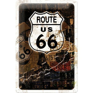 �u���L�Ŕ� ���[�g66 Route 66 Rost-Kollage/TIN SIGN �A�����J���G�� �C���e���A