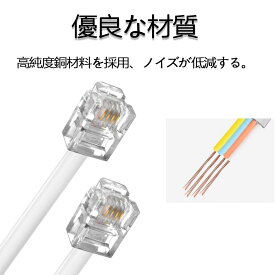 Ginhkok 電話線 7.6m 電話延長コード モジュラーケーブル オステレホンケーブル 軽量 爪折れ防止 純銅線コア RJ11 6P4C ケーブルクリップ20個とインラインカプラー1個付き 中継延長アダプタ 電話