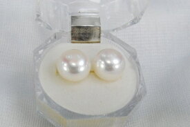 シリコン　イヤリング　チタン　ステンレス　ピアス　直結　7－9mm　淡水真珠　ボタン　ホワイトカラー 選択可