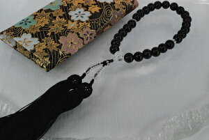 天然石 ブラック オニキス 8mm 念珠 水晶 三叉珠 セット 錦織 ケース  532P15May16   ポイント5倍