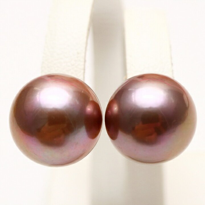楽天市場】淡水真珠パールピアス 13mm パープルカラー K18製 : 真珠倶楽部