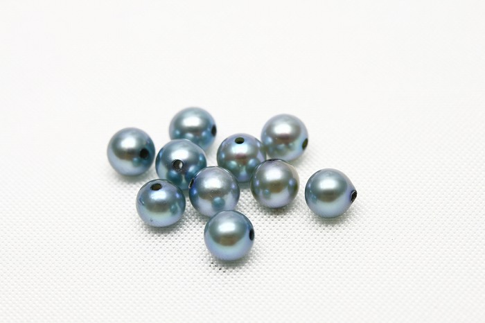 アウトレットセール 特集 爽やかなブルーグレーカラー アコヤ真珠パールルース 両穴 4.0-4.5mm ブルーグレーカラー 10ピース 通信販売