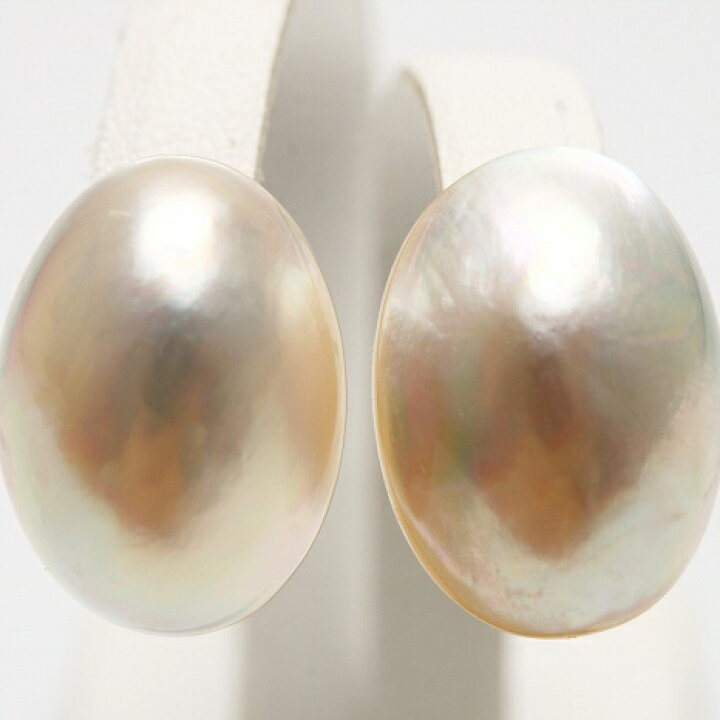 楽天市場】マベ真珠パールピアス 19×14mm ホワイトピンクカラー K14WG  