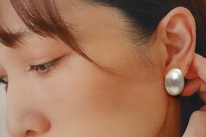 楽天市場】マベ真珠パールピアス 19×14mm ホワイトピンクカラー K14WG 