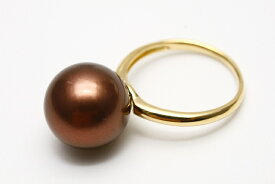 タヒチ黒蝶真珠パールリング【指輪】　12mm　チョコレートカラー　K18製