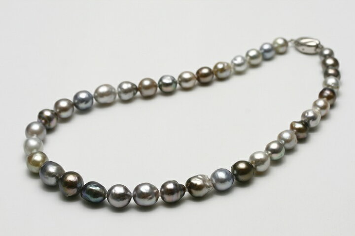 楽天市場】タヒチ黒蝶真珠パールネックレス 11-8mm マルチカラー  