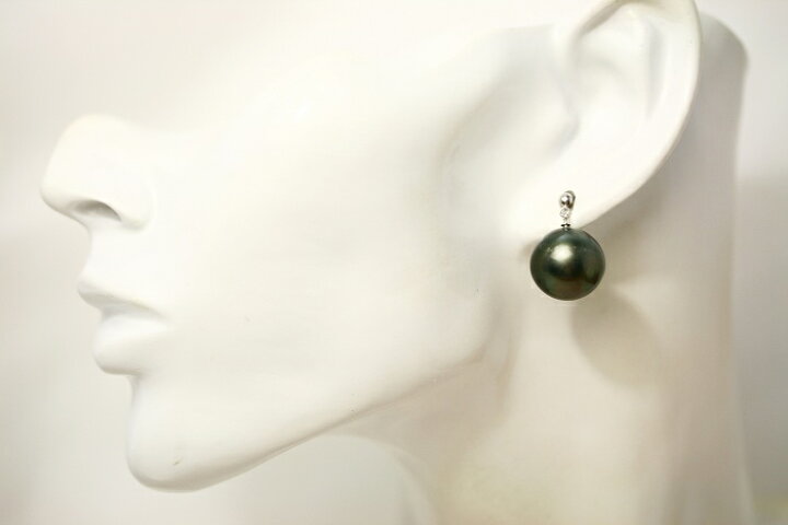 楽天市場】タヒチ黒蝶真珠パールピアス 14mm ブラックカラー K14WG製  