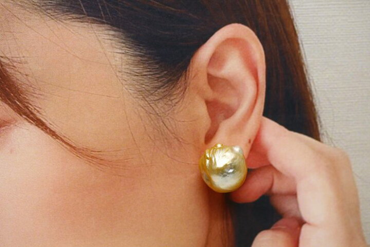 楽天市場】南洋白蝶真珠パールピアス 17×16mm ナチュラルゴールド  