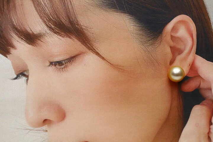 楽天市場】南洋白蝶真珠パールピアス 13mm ナチュラルゴールドカラー 