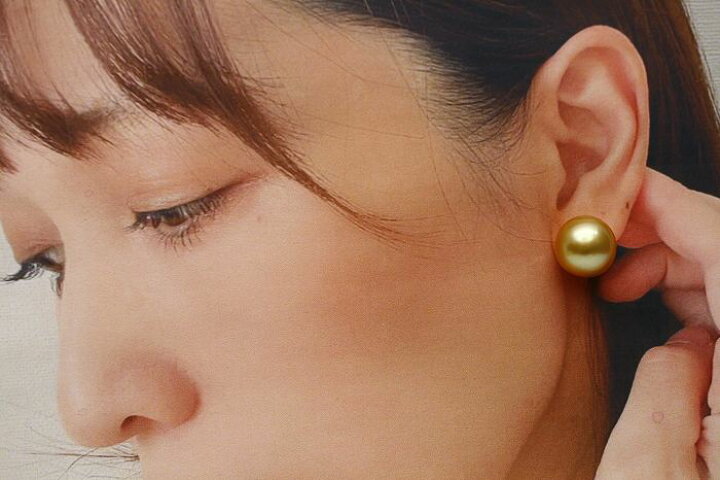 楽天市場】南洋白蝶真珠パールピアス 14mm ナチュラルゴールドカラー 